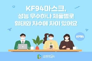 KF94마스크, 
성능우수하나 제품별로 형태와 치수에 차이 있어요
소비자 24