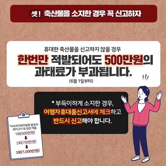 카드뉴스
아프리카돼지열병 
완벽 차단을 위한 
국민 행동수칙 3가지