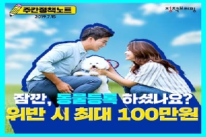 [주간정책노트]
 잠깐, 동물등록 하셨나요?
 위반 시 최고 100만원