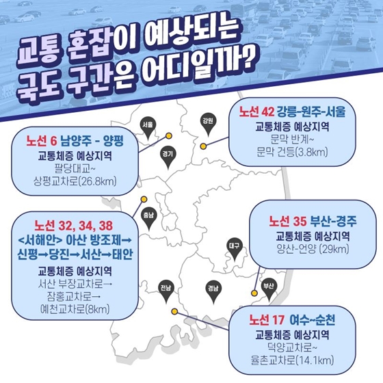 여름휴가길
고속도로가
막히면?
돌아가자
