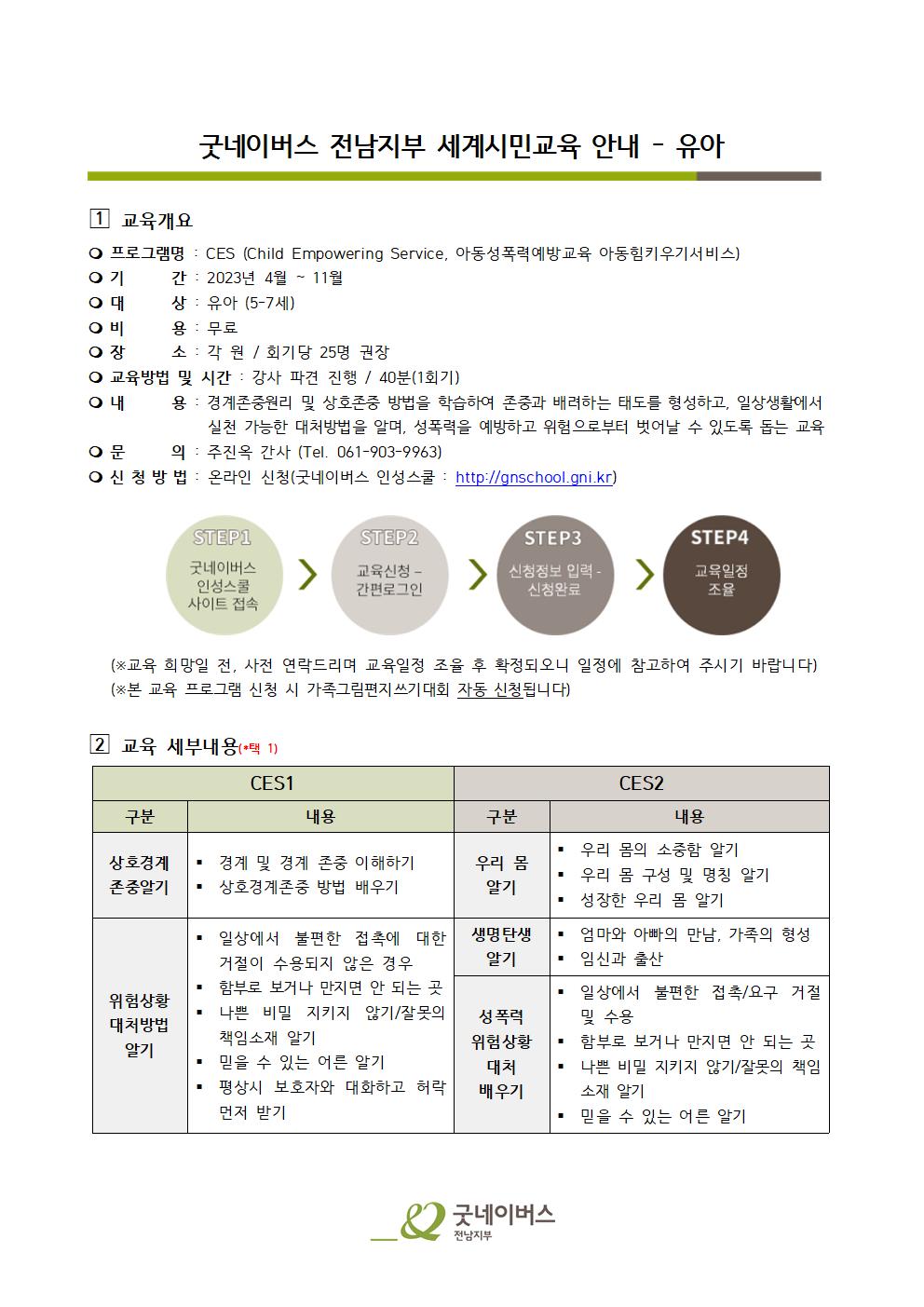 1. 2023년 굿네이버스 전남지부 세계시민교육 안내문(유아) 1부001.jpg 이미지입니다.